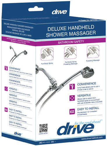 Deluxe Chrome Handheld Shower Massager - 3 Spray Settings, 84" Hose