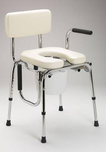 Drop Arm Bedside Commode with Padded Seat - 350 lbs Capacity