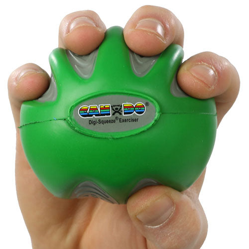 CanDo Digi-Squeeze Hand Exerciser - Medium Resistance, Green - Finger & Grip Strength Trainer